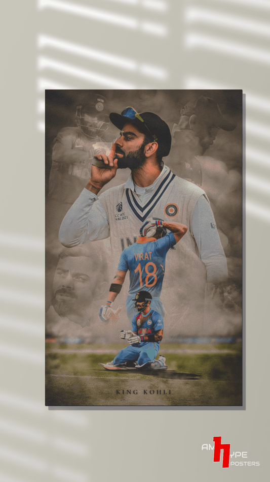 King Kohli | Cricket | Wall Posters | A3 | A4 | Metal - amhype