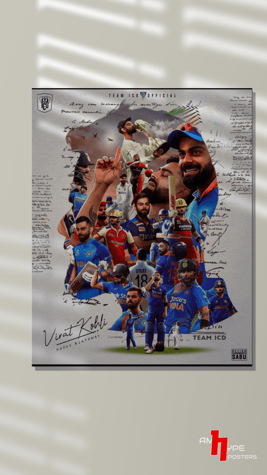 King Kohli | Cricket | Wall Posters | A3 | A4 | Metal - amhype