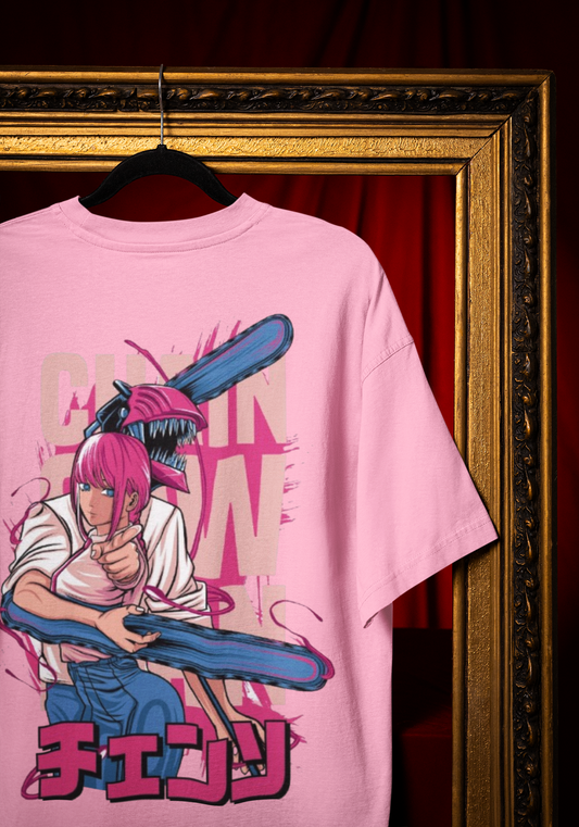 Chainsaw Man Oversized Terry Tee — Makima Japanese Front & Back Graphic