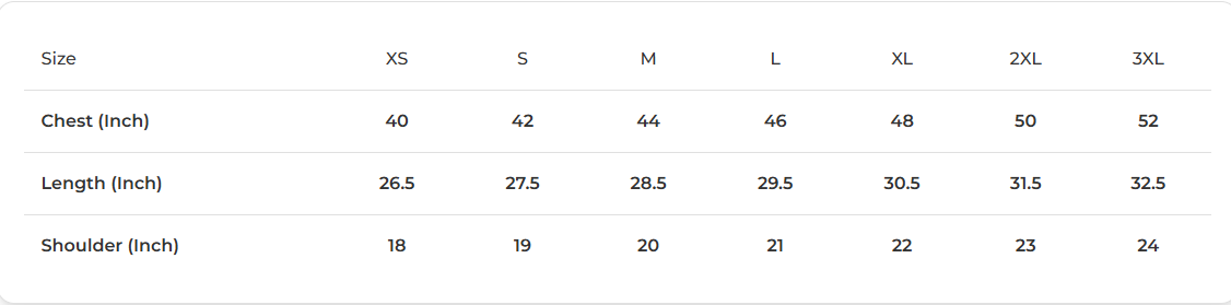 amhype oversized tee size chart — XS to 3XL measurements for 260 GSM terry unisex drop shoulder fit