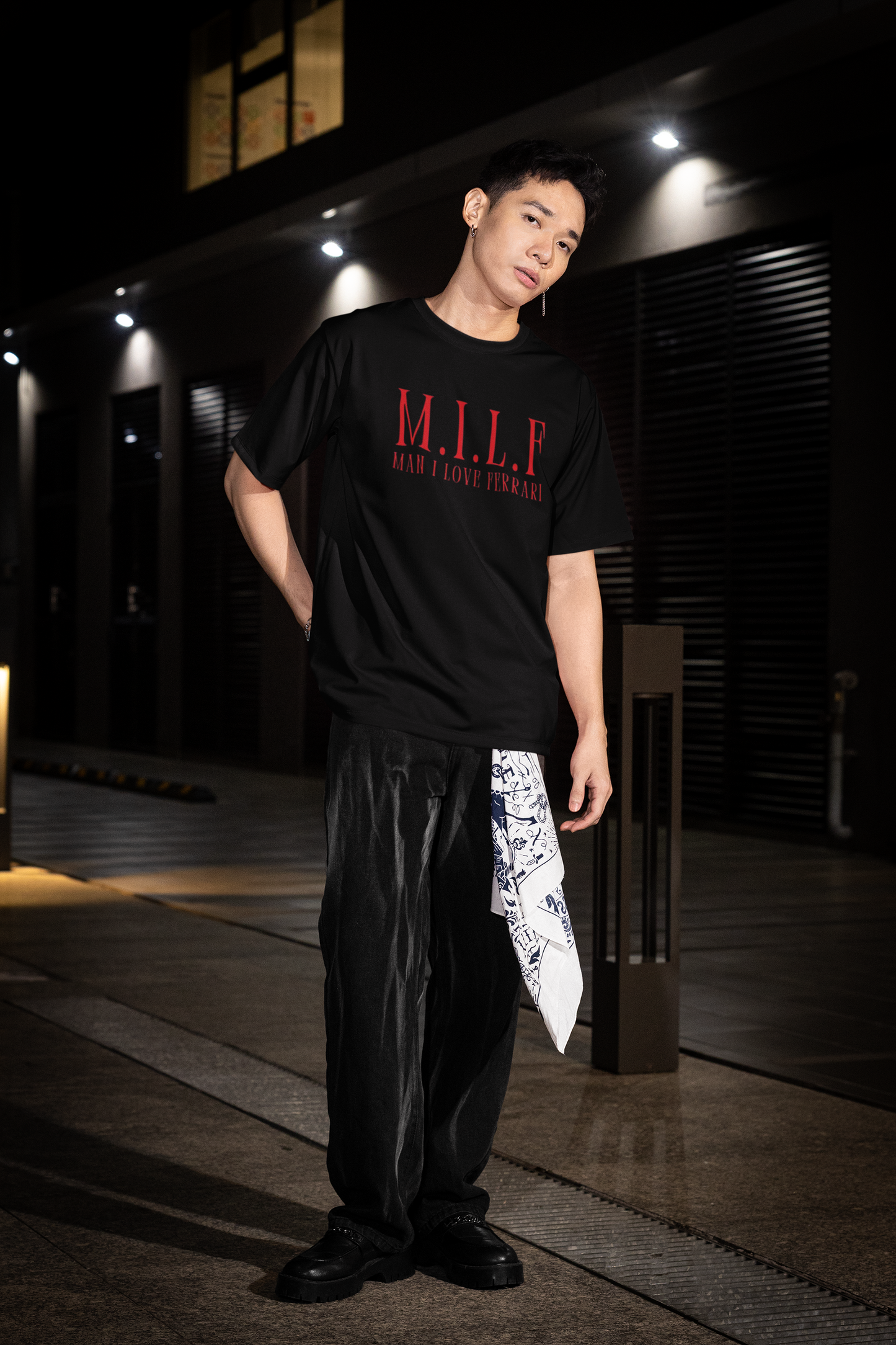 M.I.L.F Man I Love Ferrari Tee – Street Style Night Shot | amhype