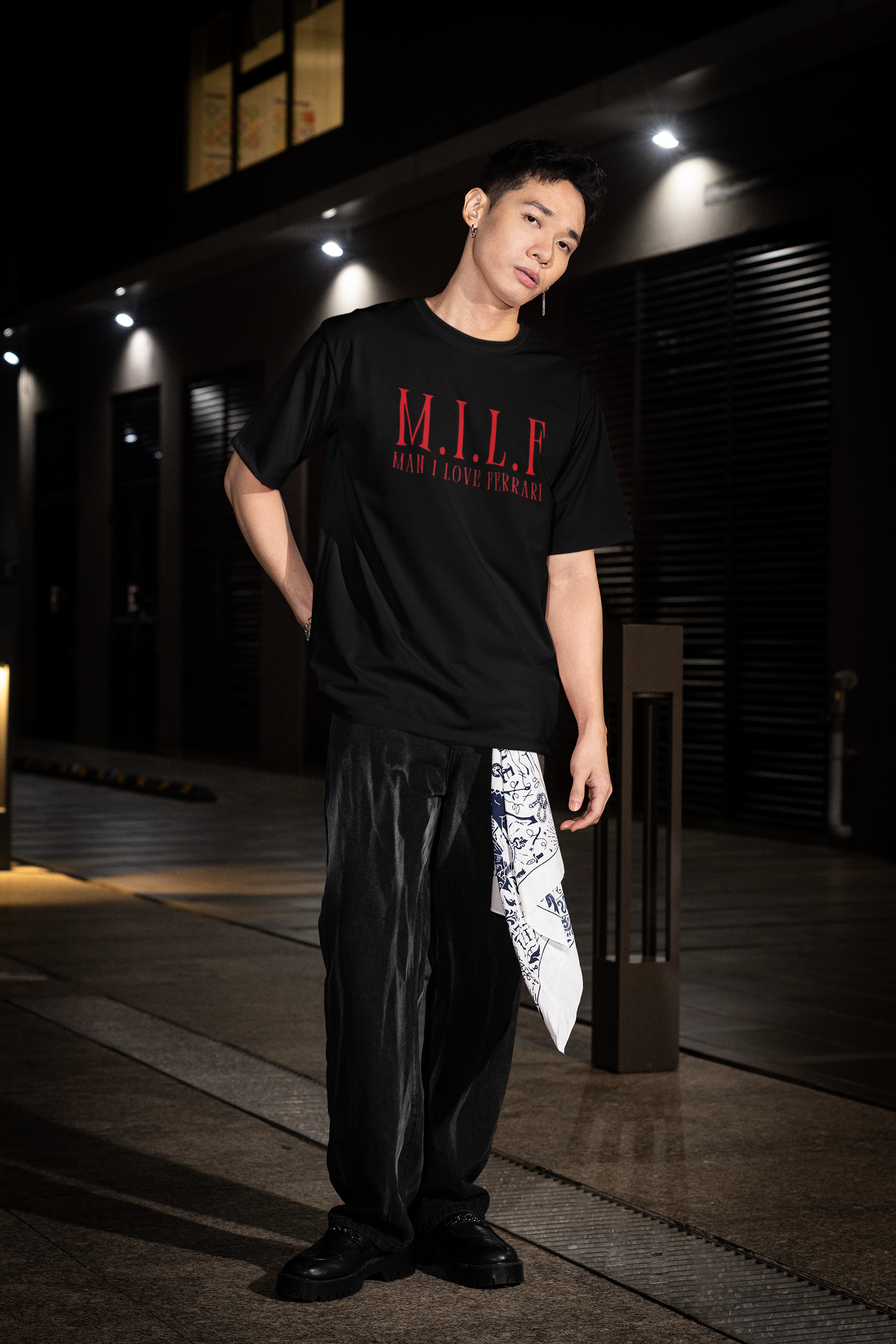 M.I.L.F Man I Love Ferrari Tee – Street Style Night Shot | amhype