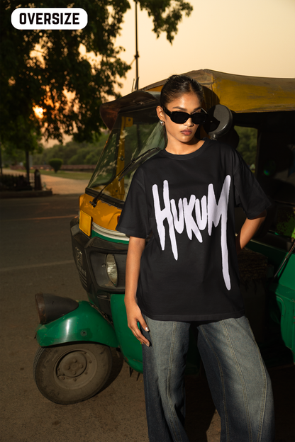 Hukum Black Edition Jailer Fan Oversized T-Shirt | Rajinikanth Anirudh Merch by AmHype
